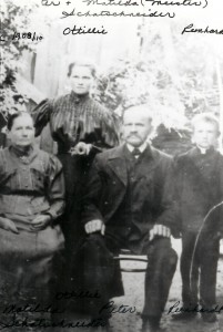 Great Grandpa and Grandma Schatschneider with Ottillie Schatschneider (Grandma Marshall) and the son Reinhardt